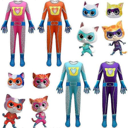 Lasten Super Kissat Juhla Naamiaisasu Halloween Cosplay Puku Kissa Haalari Naamio Asut