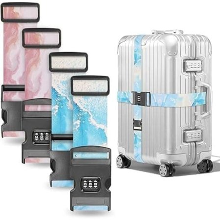 4 st Reseband - Justerbara Koffertband med Kombinationslås för 22-32 tums Resväskor