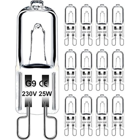 G9 Glödlampa 25W 230V Dimbar Varmvit, G9 Halogenlampa 300°C Tolerans, G9 Ugnslampa för Mikrovågsugn Spis Taklampor, 12-pack