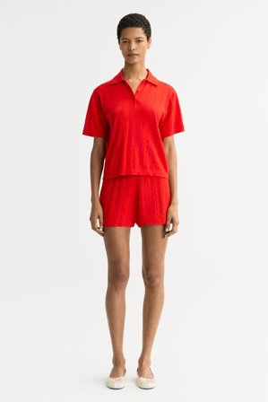 Soft Goat - Pointelle pique - Women cashmere sweater - XL - Tomato