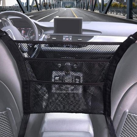 Bil Mesh Bag Purse Holder, Mesh Holder Opbevaringsholder, Bil Mesh Opbevaringsholder, Tegnebog Opbevaringsholder, Bilhegn; Børn/Hund (Sort)