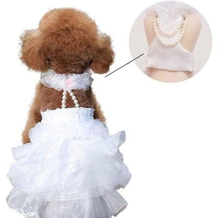 Brudekjole til hund, brudekjole med perlekjede