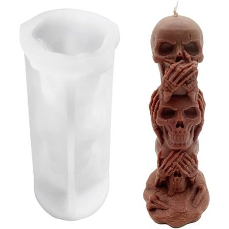 Silikonform for store hodeskaller - Stort hodeskalleformet stearinlys - Sett for lysstøping