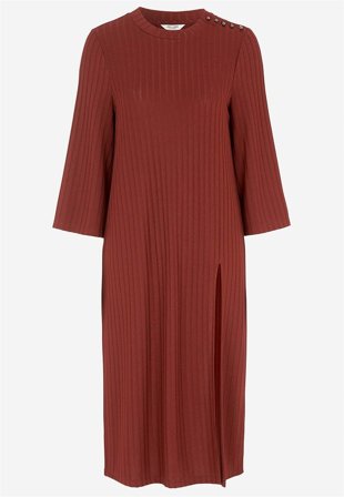 Cellbes of Sweden - Ribbad trikåklänning med hög slits - roströd - för damer - 46/48