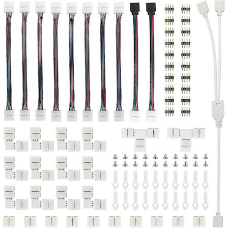 95 stk. 5050 RGB LED-strip koblingssett med T-formet L-formet strip-jumper LED-strip tilbehør lys ledningstilkobling terminal-skjøteverktøy