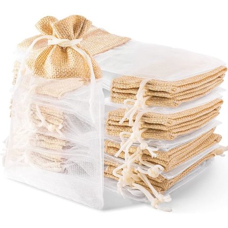 30 Burlapposer i Organza Gaveposer Lavendel Dragées Godteri Bryllup