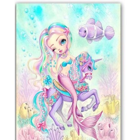 IC Enhörning Sjöjungfru Diamant (rund diamant 30x40 cm)