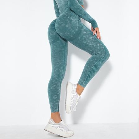 Sömlös tvättad fuktabsorberande sexig Peach Hip Wicking Yoga Byxor Träningsbyxor Träningsbyxor Leggings 6500 trousers-washed dark green L