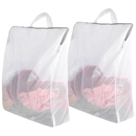 3 stk. Store Hvide Vaskeposer i Net med Lynlås, 40*50*10cm