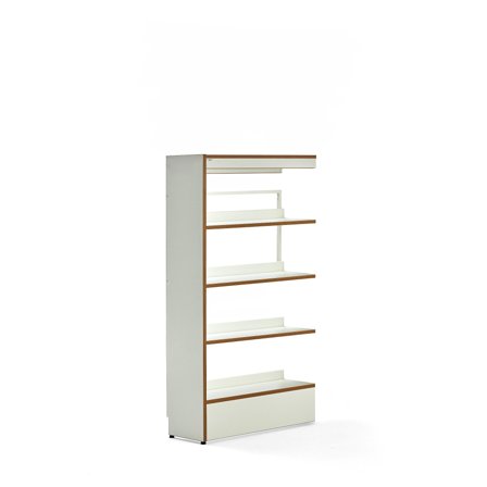 Bibliotheksregal STORY, anbaubar, einseitig, 1600x898x305 mm, 4 Fachböden, weiß