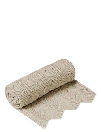 Scallop Knit Blanket Home Sleep Time Blankets & Quilts Beige Cam Cam Copenhagen