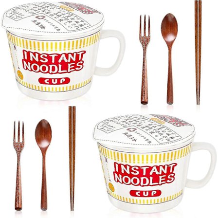 2-pack 34 Oz Ramen Skål Instant Ramen Nudelskål Keramik Med Lock Japansk Ramen Skål Med