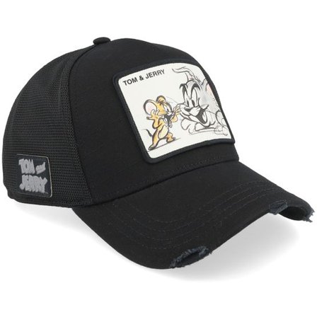 Capslab - Svart trucker Keps - Tom & Jerry Black A-Frame Trucker @ Hatstore