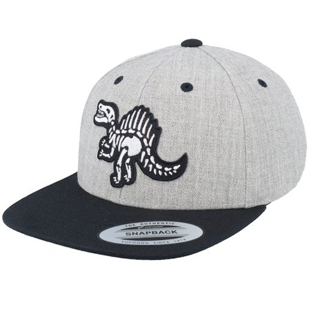 Kiddo Cap - Gris snapback Casquette - Kids Spinosaurus Skeleton Heather Grey/Black Snapback @ Hatstore