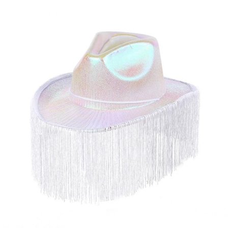 Cowboy Hat Glitter Cowgirl Hatte HVID