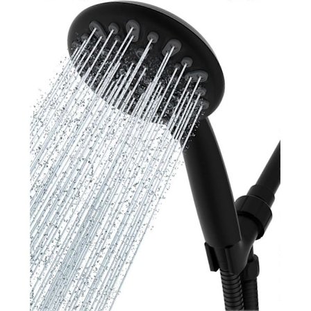 Korkeapainesuihkupää kädensijalla, - Mattamusta pinta - 150 cm ruostumaton OFM