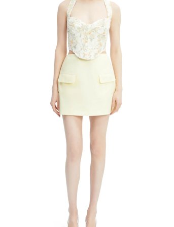 Bardot Pollie Halter Corset Top - Yellow - 36