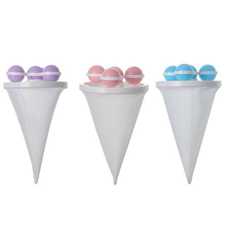 3 stk. konisk hårfjerningsfanger til vaskemaskine polyesterfiber hjemmebrug blå lilla pink