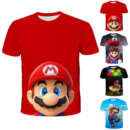 Super Mario Boy T-shirt För Barn, Kortärmad 3d-mönster Casual