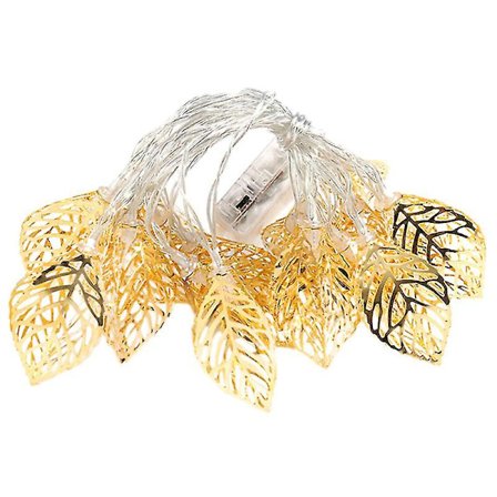 1 st Led-ljusslinga av järn med ihåliga blad, utan batteri (guld)