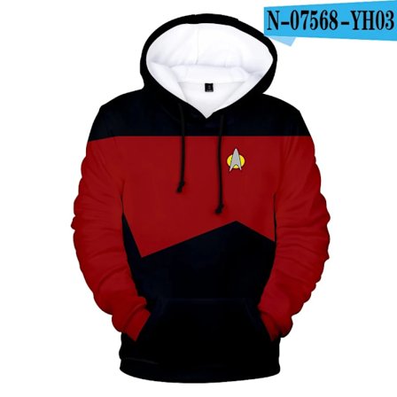 Herrehettegensere Vintage Film Star Trek 3D-trykk Hettegenser Menn Kvinner Mote Langermet Hettegenser Genser Herrejakke Herre Genser Moletom