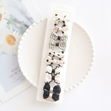 10 ST Bows Hårklämmor Bowknot BB Clips SVART&VIT