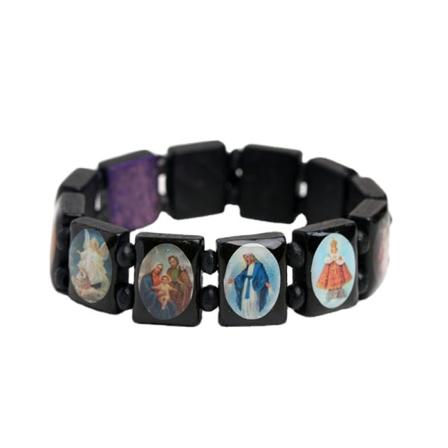 3-pak Jesus Armbånd Englearmbånd Mary Religion Tre Stretch Katolsk Idol Velsignelse Smykker Svart