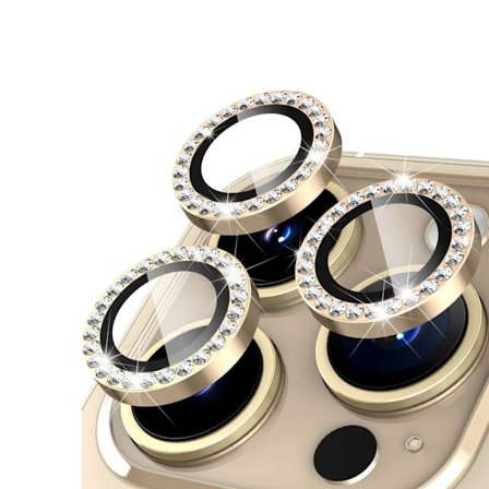 For iPhone 16 Pro 16 Pro Max Kameralinsebeskyttelse herdet glass+metallring - Gull Gull