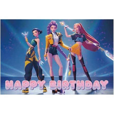 Demon Hunters Fødselsdagsfest Dekorationer med Balloner, Tillykke med Fødselsdagen Banner, Kagepynt Til Fans, Cupcake Festpynt g sæt