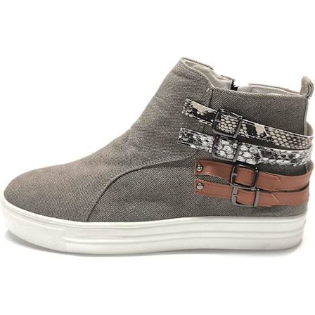 Høye Canvas Sneakers Sko Dame Mote Casual Flat Gym Sport Lettvekts Støvler Spenne Glidelås Sko