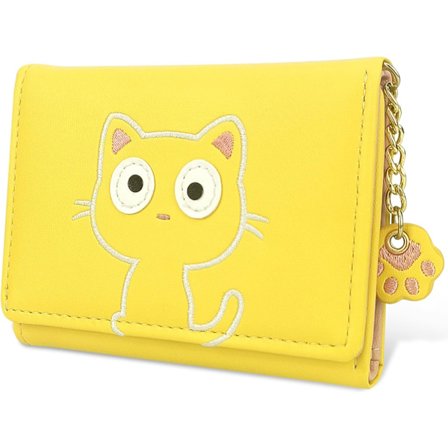 Liten, ultratunn tri-fold läderplånbok för kvinnor, söt och enkel Compa