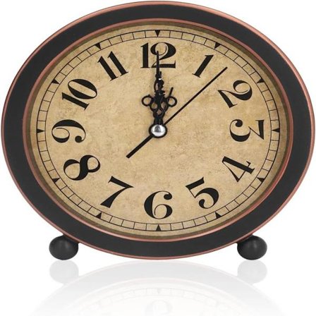 Klassisk Retro Skrivebordsklokke Vintage 12,7 cm Analog Stille Liten Nattbordsklokke Batteridrevet Ikke-tikkende Analog Liten Bordklokke