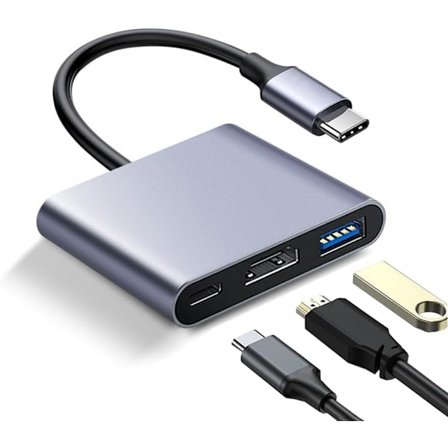 USB C till HDMI Multiport Adapter, HDMI till USB C Hub, Typ C till USB Adapter, 4K HDMI+ USB 3.0 + Snabbladdning, Kompatibel med iPad Pro, MacBook Pro