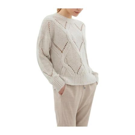 Peserico, Round-neck Knitwear Beige, Dames, Maat:XS