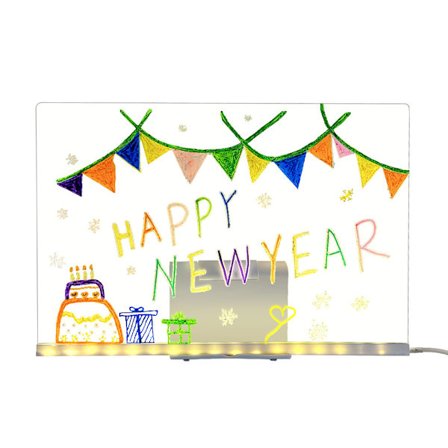 LED Notattavle, 30x20 cm med 12 tusjer LED Tegnebrett for barn LED