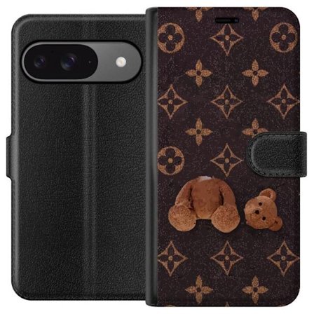 Kompatibelt Plånboksfodral till Google Google Pixel 9 Pro Grafiskt monogrammönster med en stiliserad nalle i konstnärlig stil