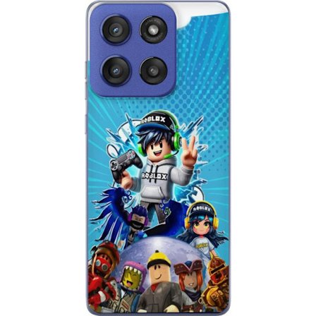 Kompatibel Mobilcover til Motorola Motorola Edge 60 Stylus Roblox gamer karakter med headset og controller farverig spilillustration med energi