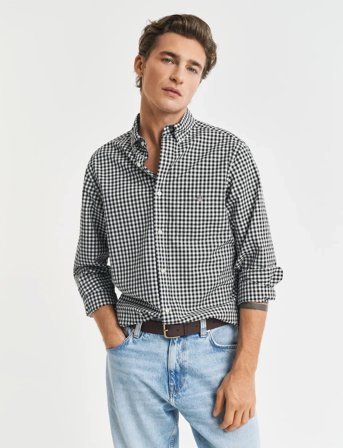 GANT Reg Classic Poplin Gingham Shirt - Black - XXL