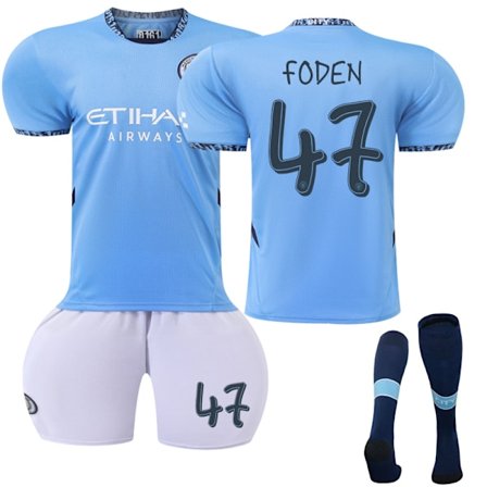 2024-2025 Manchester City Champions League version Børne Fodboldtrøje 47 Foden