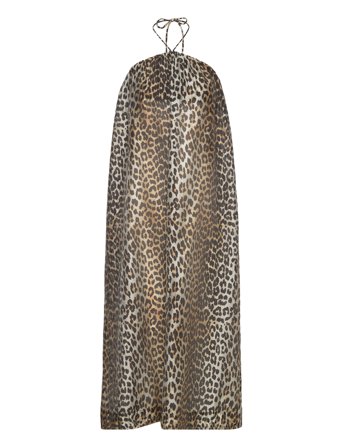 Sheer Voile Maxi Strap Dress Brown Ganni