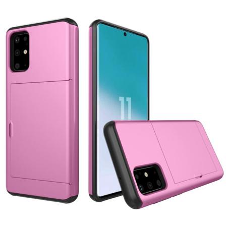 Samsung Galaxy S20 - Armour Skal Med Kortfack - Rosa Pink Rosa