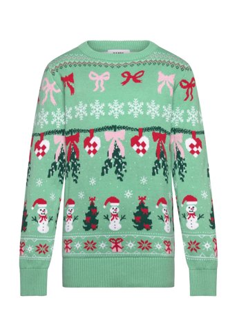 Cute Christmas Ribbon Sweater - Kids Green Happy Seasons