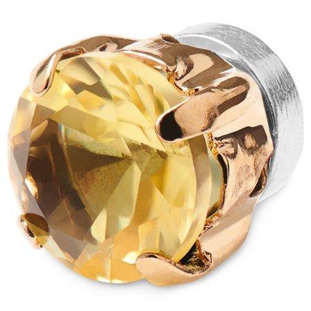 Pendiente magnético de color oro rosa con cristal amarillo para hombres - Pendientes magnéticos