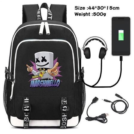 Mænd Cosplay Rygsæk Student Skoletaske Med Usb Opladning Udskrivning Dj Marshmello Laptop Casual Rejse Rygsæk Fødselsdagsgave picture color11