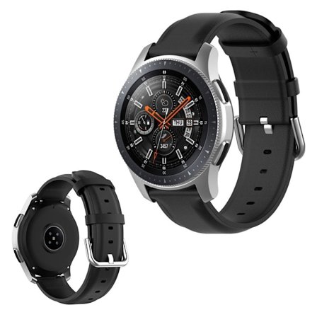 Genuine leather watch band for Samsung and Huawei watch - Black