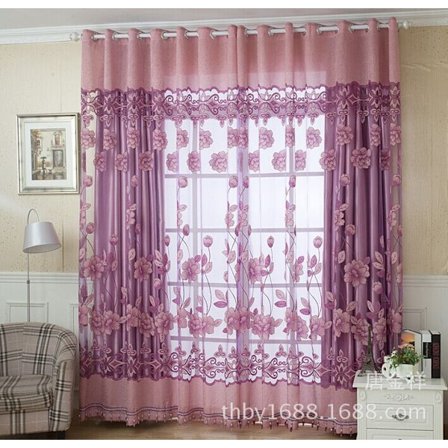 Mode blommönster Gardingarn Multipurpose Bakgrund Gardiner Enkel spetsfönsterskärm