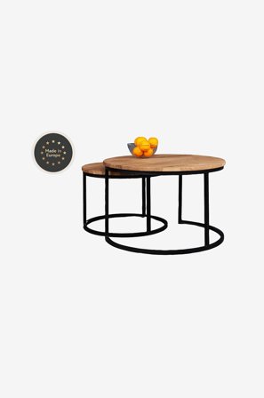 Wood Furniture - Runt soffbord i ek 2 i 1, Mango 75cm - Brun - Soffbord - Från Homeroom