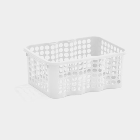 Opbevaringskurv i plast Nordiska Plast Rondo, hvid, 190 x 130 x 65 mm, 1.5 liter