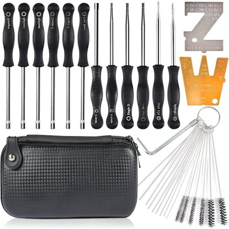 Kaasuttimen säätöruuvimeisseli, 12 kpl, kaasuttimen neulan puhdistusharjalla, pienille 2-tahtimoottoreille, Poulan, husqvarna ja vastaavat merkit (FMY