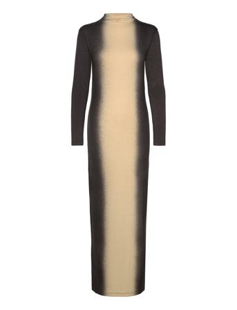 Graffiti Long Jersey Dress - Lykka Rabens Sal R Beige